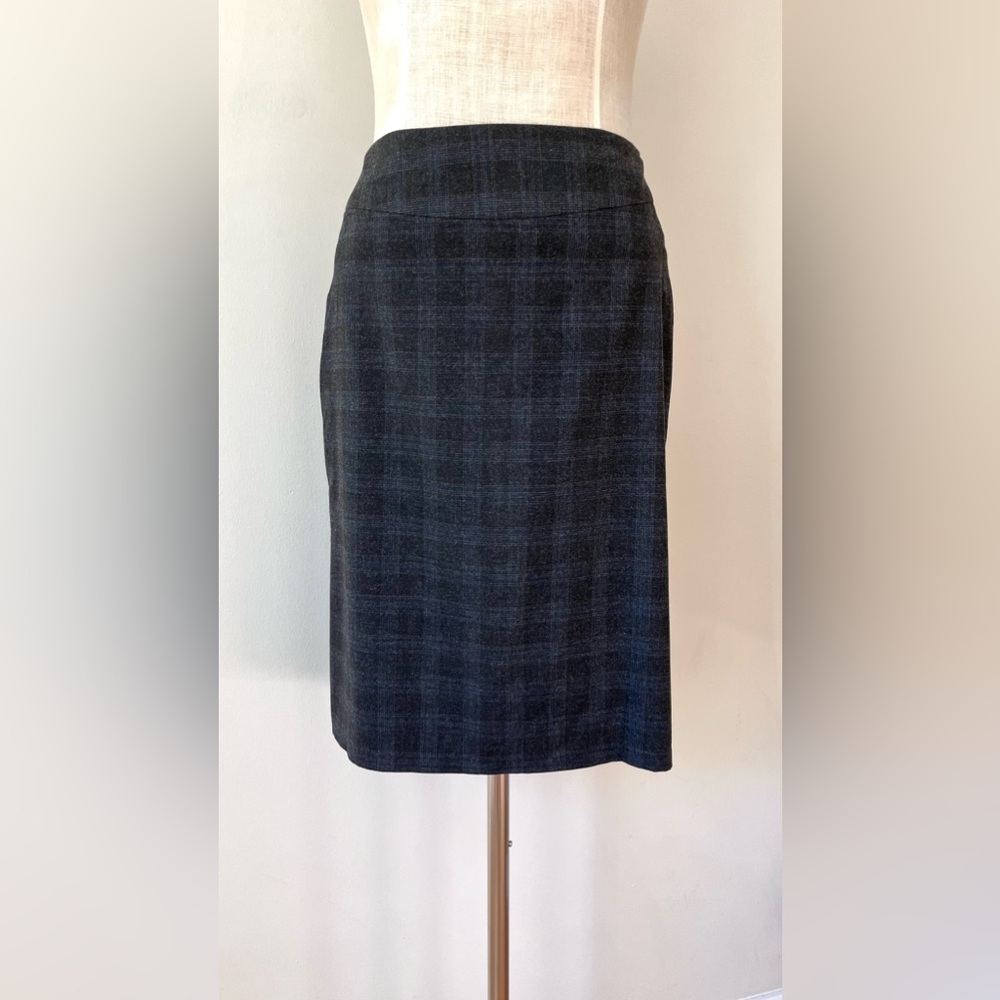 Banana Republic Academia Plaid Pencil Skirt Back Pleats Size 6